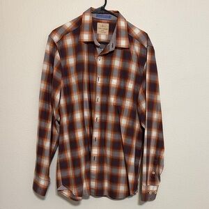 Tommy Bahama Men's Plaid Shirt - Brown and Orange